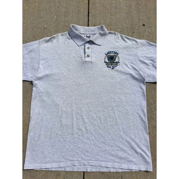 90’s Light Grey Blank Polo short Sleeve Shirt Single Stitch - Picture 4 of 5